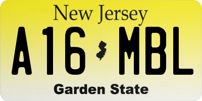 NJ license plate A16MBL