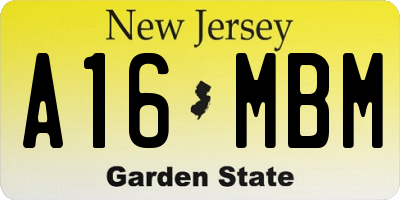NJ license plate A16MBM