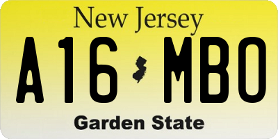 NJ license plate A16MBO