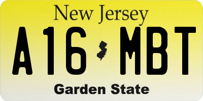NJ license plate A16MBT