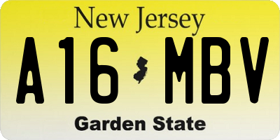 NJ license plate A16MBV