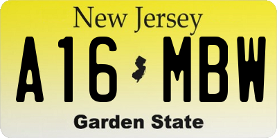 NJ license plate A16MBW
