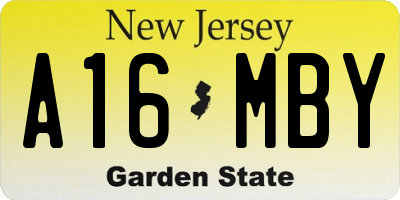 NJ license plate A16MBY