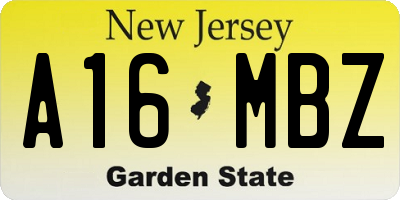 NJ license plate A16MBZ
