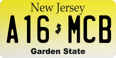 NJ license plate A16MCB