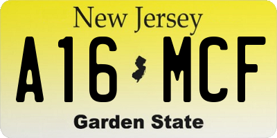 NJ license plate A16MCF