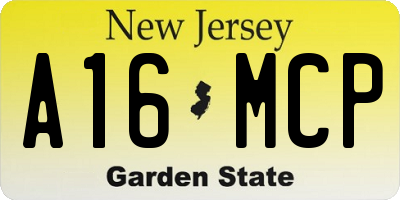 NJ license plate A16MCP