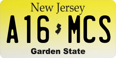 NJ license plate A16MCS