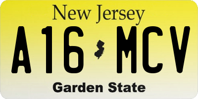 NJ license plate A16MCV