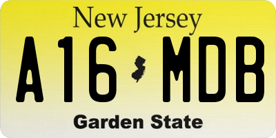 NJ license plate A16MDB