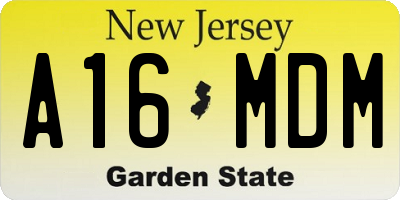 NJ license plate A16MDM