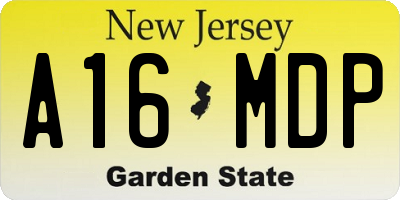 NJ license plate A16MDP