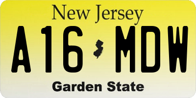 NJ license plate A16MDW