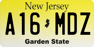 NJ license plate A16MDZ