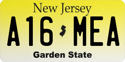 NJ license plate A16MEA