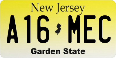 NJ license plate A16MEC