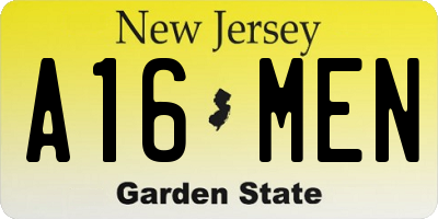NJ license plate A16MEN