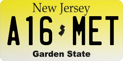 NJ license plate A16MET
