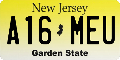 NJ license plate A16MEU