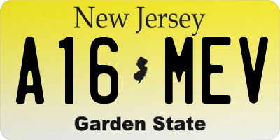 NJ license plate A16MEV