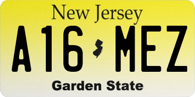 NJ license plate A16MEZ