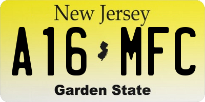 NJ license plate A16MFC