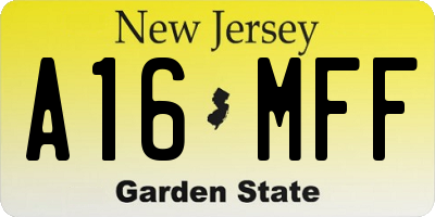 NJ license plate A16MFF