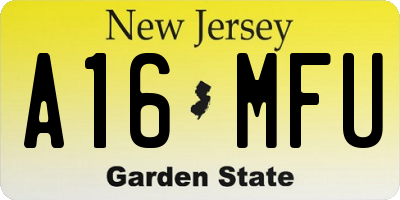 NJ license plate A16MFU