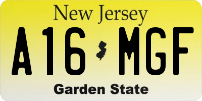 NJ license plate A16MGF