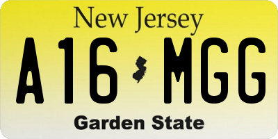 NJ license plate A16MGG