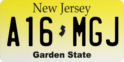 NJ license plate A16MGJ