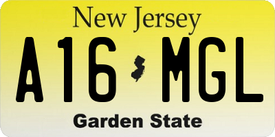 NJ license plate A16MGL