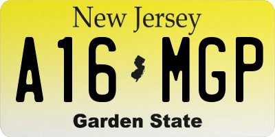NJ license plate A16MGP