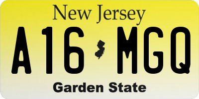 NJ license plate A16MGQ