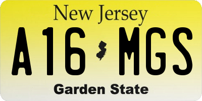 NJ license plate A16MGS