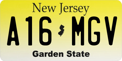 NJ license plate A16MGV