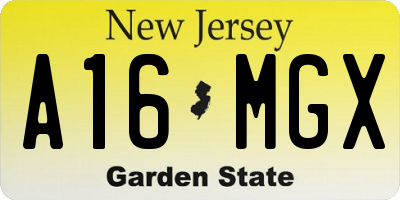 NJ license plate A16MGX