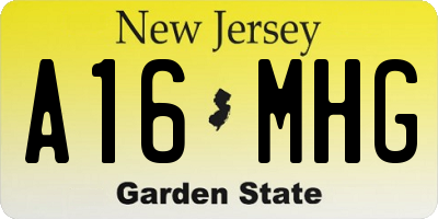 NJ license plate A16MHG