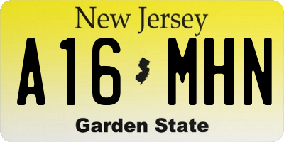 NJ license plate A16MHN