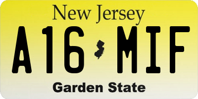 NJ license plate A16MIF
