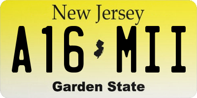 NJ license plate A16MII