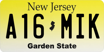 NJ license plate A16MIK