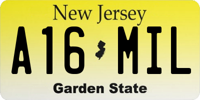 NJ license plate A16MIL