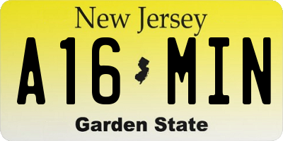 NJ license plate A16MIN