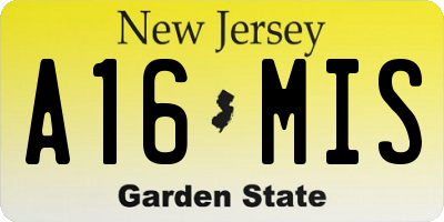 NJ license plate A16MIS