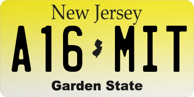 NJ license plate A16MIT