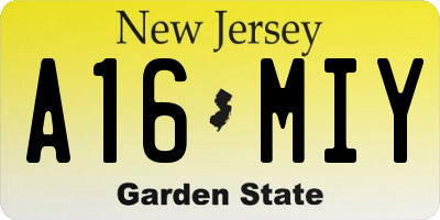 NJ license plate A16MIY