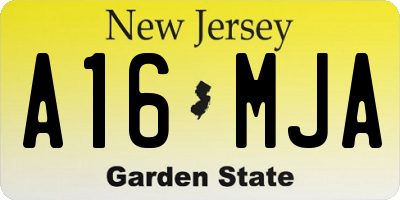 NJ license plate A16MJA
