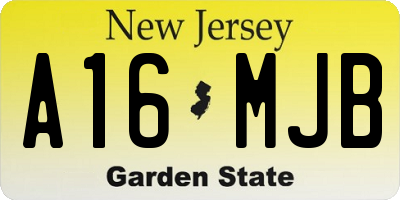NJ license plate A16MJB