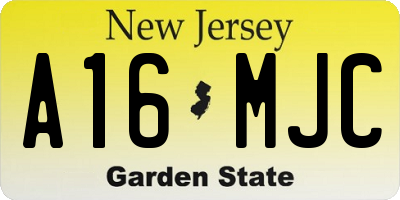 NJ license plate A16MJC